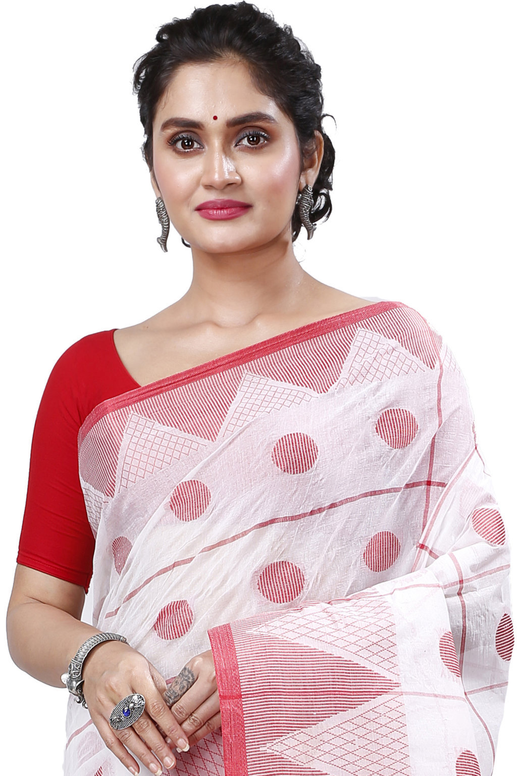 White Pure Cotton Rebeka Tant Saree (1008)